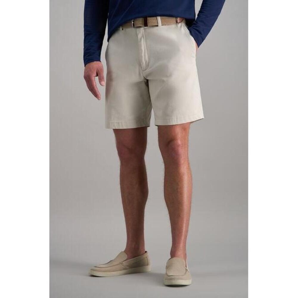 Haggar Mens Stretch Belted Flat Front Beige Chino Shorts Size 44 - Picture 1 of 6